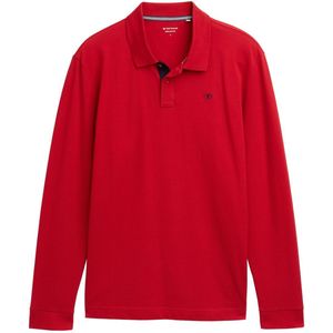TOM TAILOR - Poloshirt - Rood - Recht Model - Lange Mouw