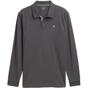 TOM TAILOR - Poloshirt - Donkergrijs - Lange Mouw - Normale Pasvorm
