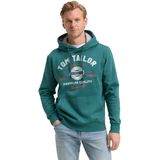 TOM TAILOR - Shirt - Smaragd/Wit - Ronde Hals - Kwartmouw