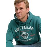 TOM TAILOR - Shirt - Smaragd/Wit - Ronde Hals - Kwartmouw