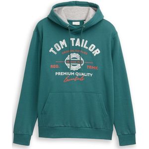 TOM TAILOR - Shirt - Smaragd/Wit - Ronde Hals - Kwartmouw