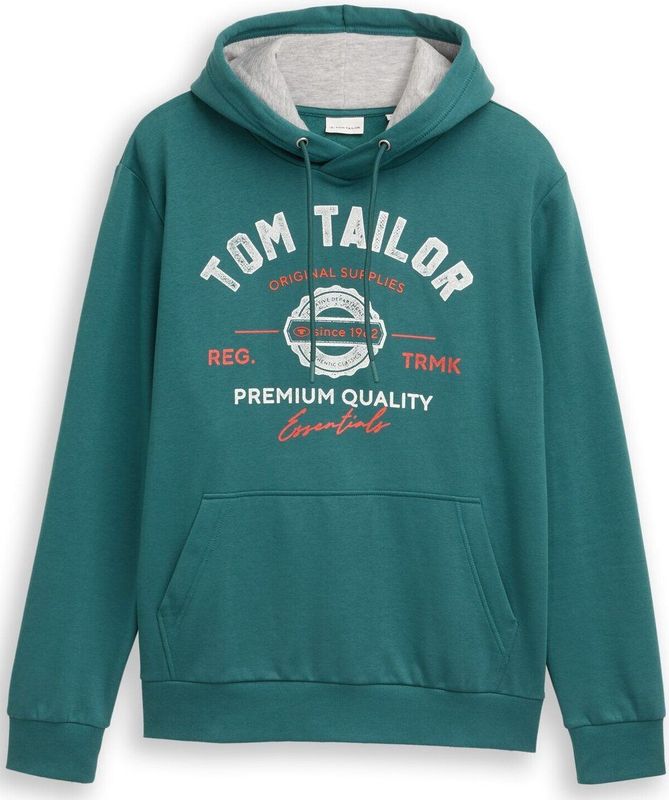 TOM TAILOR - Shirt - Smaragd/Wit - Ronde Hals - Kwartmouw