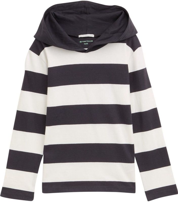 TOM TAILOR - Shirt - Navy / Offwhite - Lange Mouw - Gestreept