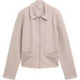 Leren Jasje - Soft Taupe Melange - Normale Overhemdkraag - Lange Mouwen