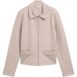 Leren Jas - Soft Taupe Melange - Normale Overhemdkraag - Lange Mouwen - Regular Fit