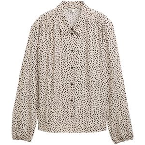 TOM TAILOR DENIM - Blouse - Beige/Zwart - Dierenprint - Lange Mouw