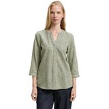 TOM TAILOR - Blouse - Olijfgroen/Wit - Wijde Blouse - Losse Pasvorm