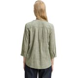TOM TAILOR - Blouse - Olijfgroen/Wit - Wijde Blouse - Losse Pasvorm