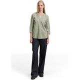 TOM TAILOR - Blouse - Olijfgroen/Wit - Wijde Blouse - Losse Pasvorm