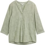 TOM TAILOR - Blouse - Olijfgroen/Wit - Wijde Blouse - Losse Pasvorm