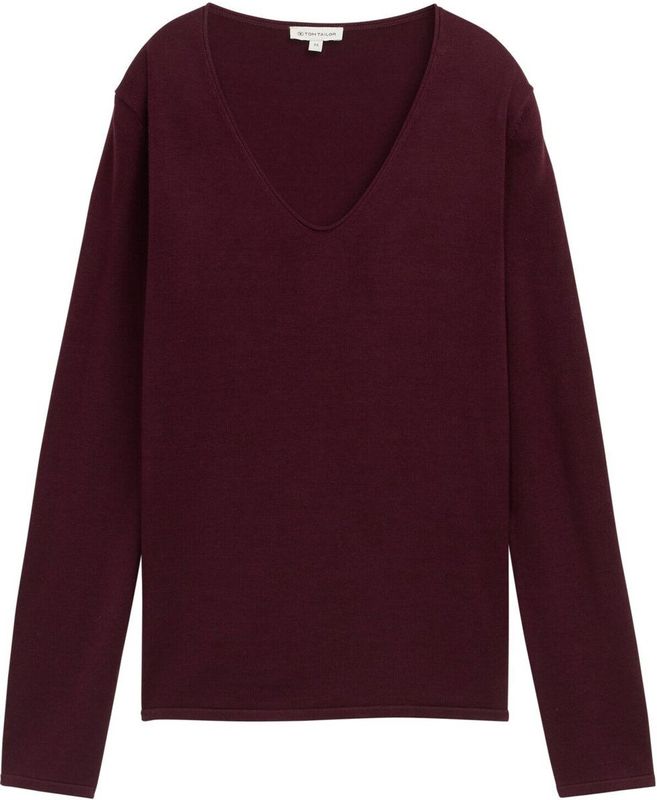 TOM TAILOR T-shirt met lange mouwen voor dames, 16427, bordeauxrood, XL