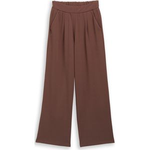 TOM TAILOR DENIM - Bandplooibroek - Bruin - Wide Leg - Mid Waist