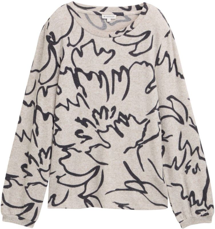 TOM TAILOR - Shirt - Grijs - Lange Mouw - Bloemenprint