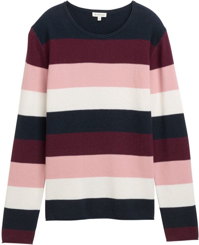 Tom Tailor - Gebreide Gestructureerde Gestreepte Trui