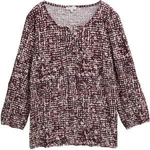 TOM TAILOR - Blouse - Rosa/Wijnrood/Wit - Wijde Blouse - Lange Mouw