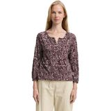TOM TAILOR - Blouse - Rosa/Wijnrood/Wit - Wijde Blouse - Lange Mouw
