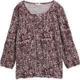 TOM TAILOR - Blouse - Rosa/Wijnrood/Wit - Wijde Blouse - Lange Mouw