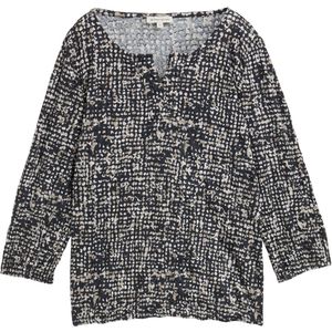 TOM TAILOR - Blouse - Camel/Navy/Wit - Wijde Blouse - Lange Mouw