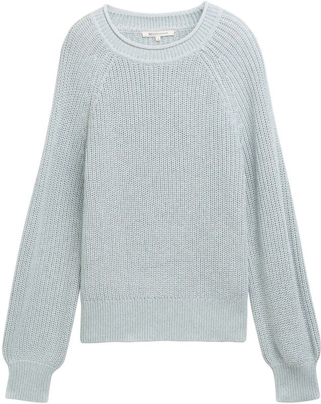 Tom Tailor Denim - Gebreide Trui - Silver Cloud Blue Melange - Met Breistructuur