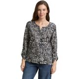 TOM TAILOR - Shirt - Beige - Henley Hals - Lange Mouw - Losse Pasvorm