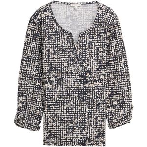 TOM TAILOR - Shirt - Beige - Henley Hals - Lange Mouw - Losse Pasvorm