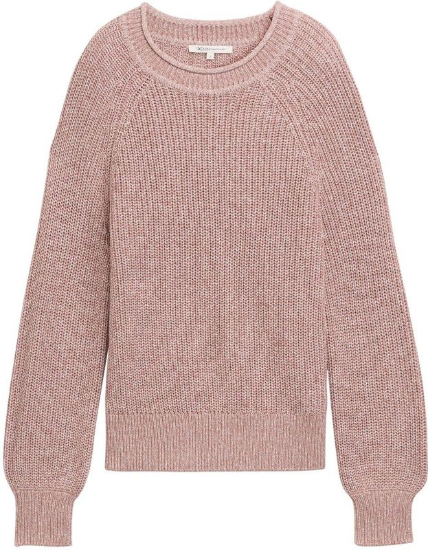 Tom Tailor Denim - Gebreide Trui - Antique Rose Melange - Met Breistructuur