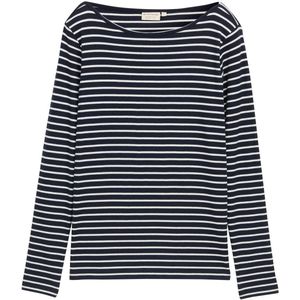 TOM TAILOR - Shirt - Navy/Wit - Lange Mouw - Normale Pasvorm