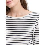 TOM TAILOR - Shirt - Donkerblauw/Wit - Gestreept - Lange Mouw