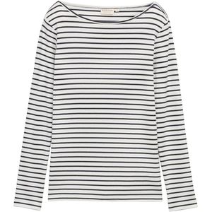 TOM TAILOR - Shirt - Donkerblauw/Wit - Gestreept - Lange Mouw