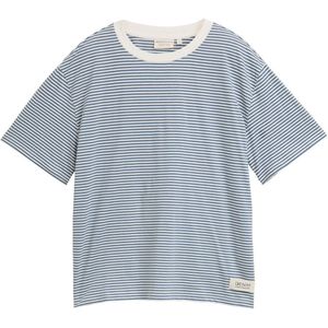 TOM TAILOR DENIM - Shirt - Blauw/Wit - Gestreept - Kwartmouw