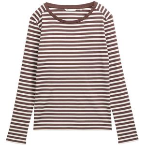 TOM TAILOR - 38567 - Damesshirt - Bruin Wit Streep - Lange Mouwen