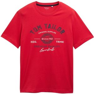 Tom Tailor - T-shirt - Samba Red - Met Grote Logo-frontprint