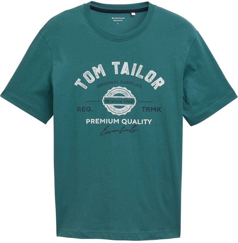 TOM TAILOR - Jasper Green - T-shirt - Katoen - Met Logo-print