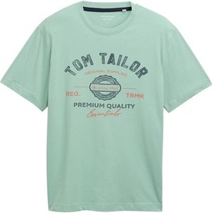Tom Tailor - T-shirt - Dust green - Met Grote Logo-Frontprint