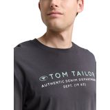Tom Tailor - Shirt - Tarmac Grey - Lange Mouwen - Met Logoprint