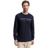 TOM TAILOR - Shirt - Donkerblauw/Rood/Wit - Lange Mouw