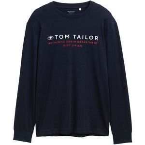 TOM TAILOR - Shirt - Donkerblauw/Rood/Wit - Lange Mouw