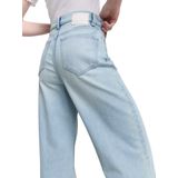 Jeans - Clean Bleached Blue Denim - Hoog Taillehoogte - Riemlussen - Steekzakken