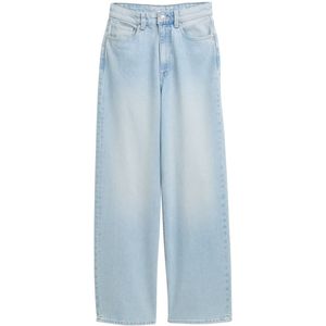 Jeans - Clean Bleached Blue Denim - Hoog Taillehoogte - Riemlussen - Steekzakken