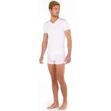 HOM - Shirt - Wit - 2 Pack - Kwartmouw - V-hals
