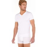 HOM - Shirt - Wit - 2 Pack - Kwartmouw - V-hals