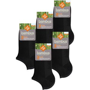 Nur Die - Bambus Sneaker - Enkelsokken - Zwart - 5 Pack