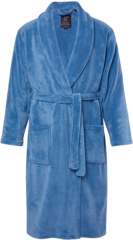 JP 1880 - Heren - JP1880 badjas thuispak microvezel strikceintuur tot 8XL - Denim blauw - Maat 3XL