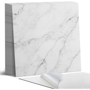 VEELIKE Zelfklevende PVC Vloertegels Marmer Wit Goud - 12 Stuks, 1,5mm Dik Voor Keuken, Badkamer & Garage