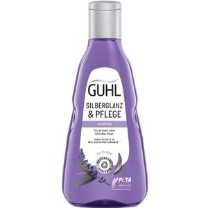 Guhl Zilverglans & verzorgende shampoo, 4-delige verpakking, 4 x 250 ml, anti-vergeling, haartype: grijs, zilver, blond