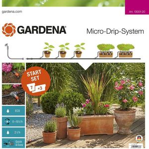 GARDENA startset voor bloempotten M: De praktische Micro-Drip-systeem startset voor 7 potplanten en 3 plantenbakken, waterbesparende automatische bewatering (13001-20)