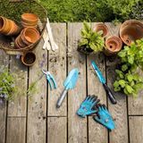 Aanbieding GARDENA basisset kleingereedschap: Vierdelige tuinset voor tuinonderhoud, universele tuinschaar, stevige bloemenschop, onkruidsteker, ademende tuinhandschoenen 8/M (8965-30)