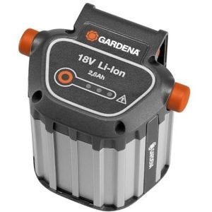 GARDENA System accu BLi-18: accessoire voor GARDENA trimmers, blazers en heggenscharen, 18 V accuvermogen met 2.6 Ah capaciteit, laadtijd ca. 4 u, LED-indicatie laadniveau, alu behuizing (9839-20).