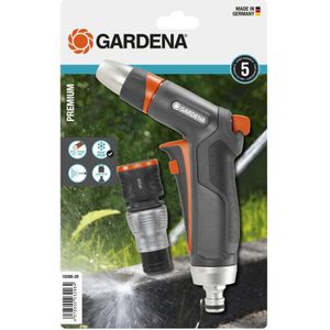 GARDENA Premium reinigingspistool set: sterk reinigingspistool en aansluitstuk met waterstop, praktische sproeierset, vorstbestendig (18306-20)