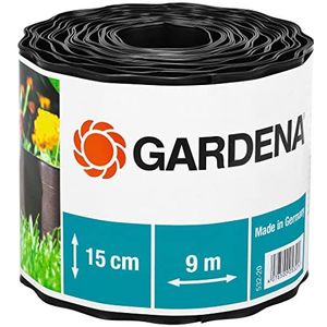 GARDENA gazonrand 15 cm hoog: Ideale gazonafscheiding, ook voor perken, 9 m, voorkomt verspreiding van wortels, kunststof, bruin (532-20)